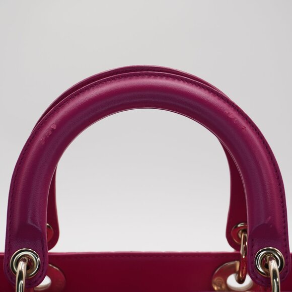 Pre-owned Dior Hot Pink Cannage Lamb Lady Dior 2-Way Handbag - Picture 6 of 7
